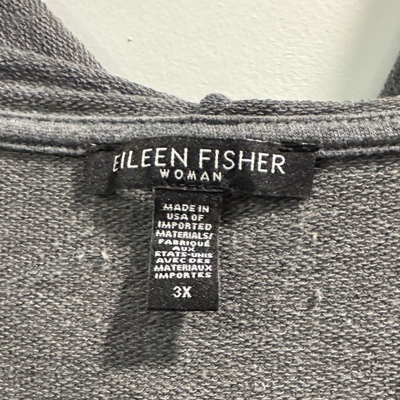 Eileen Fisher Woman Gray Knit Top/long duster with hood + pockets. Good cond. - Picture 2 of 8